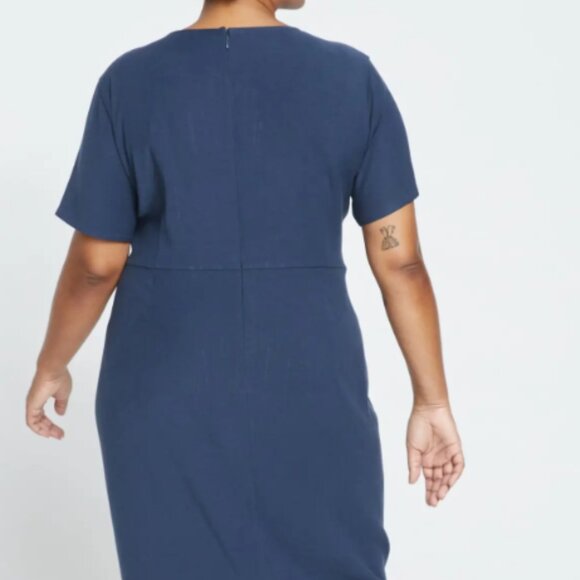 Universal Standard Deep Storm Mary Luxe Dress Blue Sz Small - Picture 3 of 11